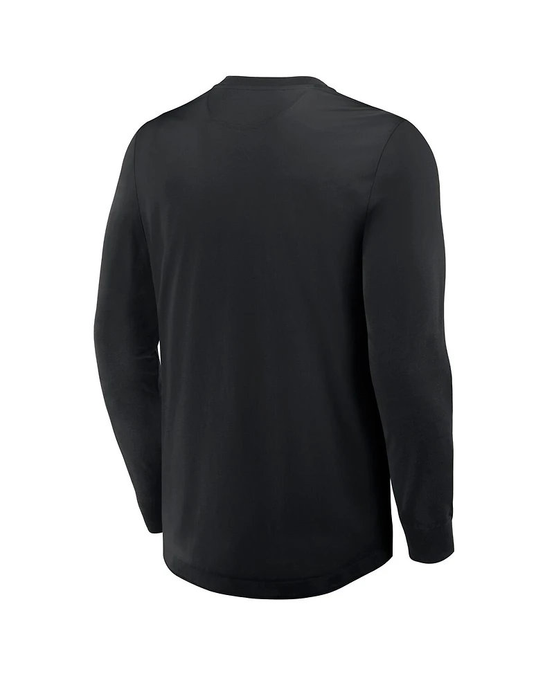 Fanatics Men's Black Boston Bruins Adrenaline Push Long Sleeve Henley Shirt