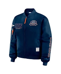 Wear by Erin Andrews Women's Navy Denver Broncos Patch Full-Zip Bomber Jacket
