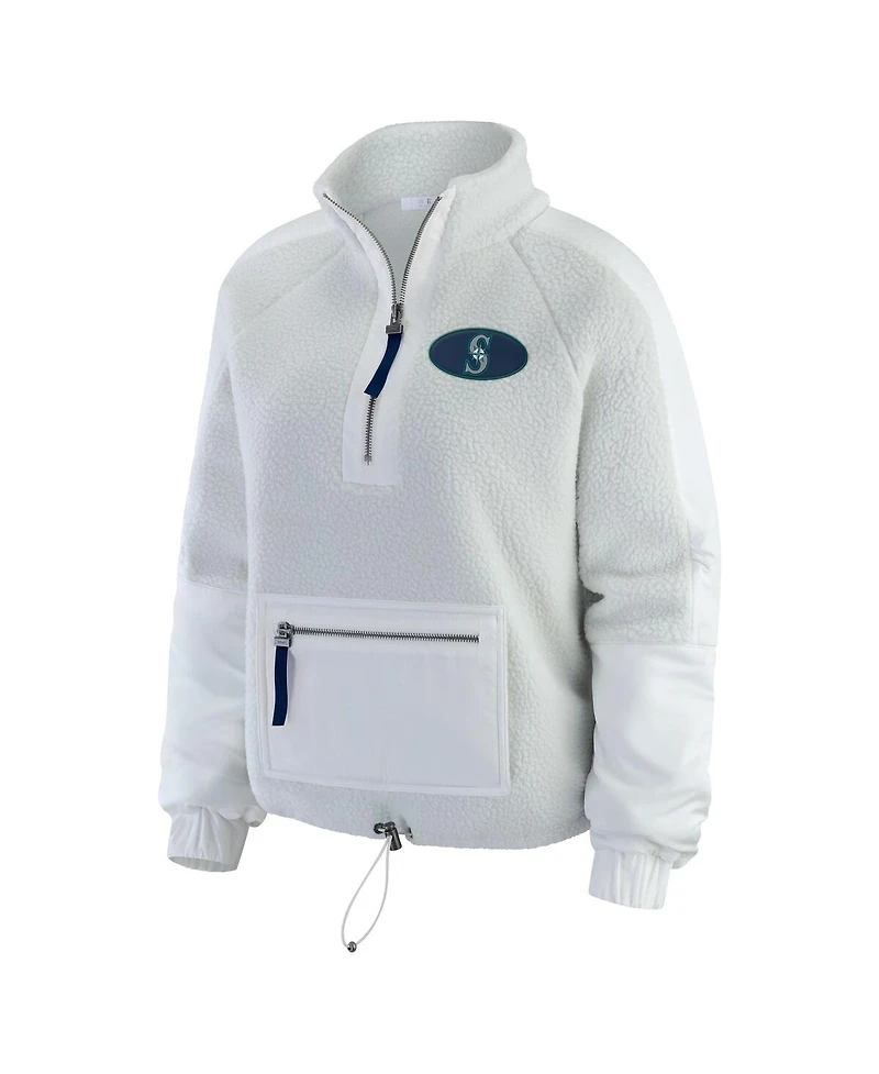 Wear by Erin Andrews Women's Gray Seattle Mariners Polar Fleece Quarter-Zip Jacket