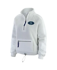 Wear by Erin Andrews Women's Gray Seattle Mariners Polar Fleece Quarter-Zip Jacket
