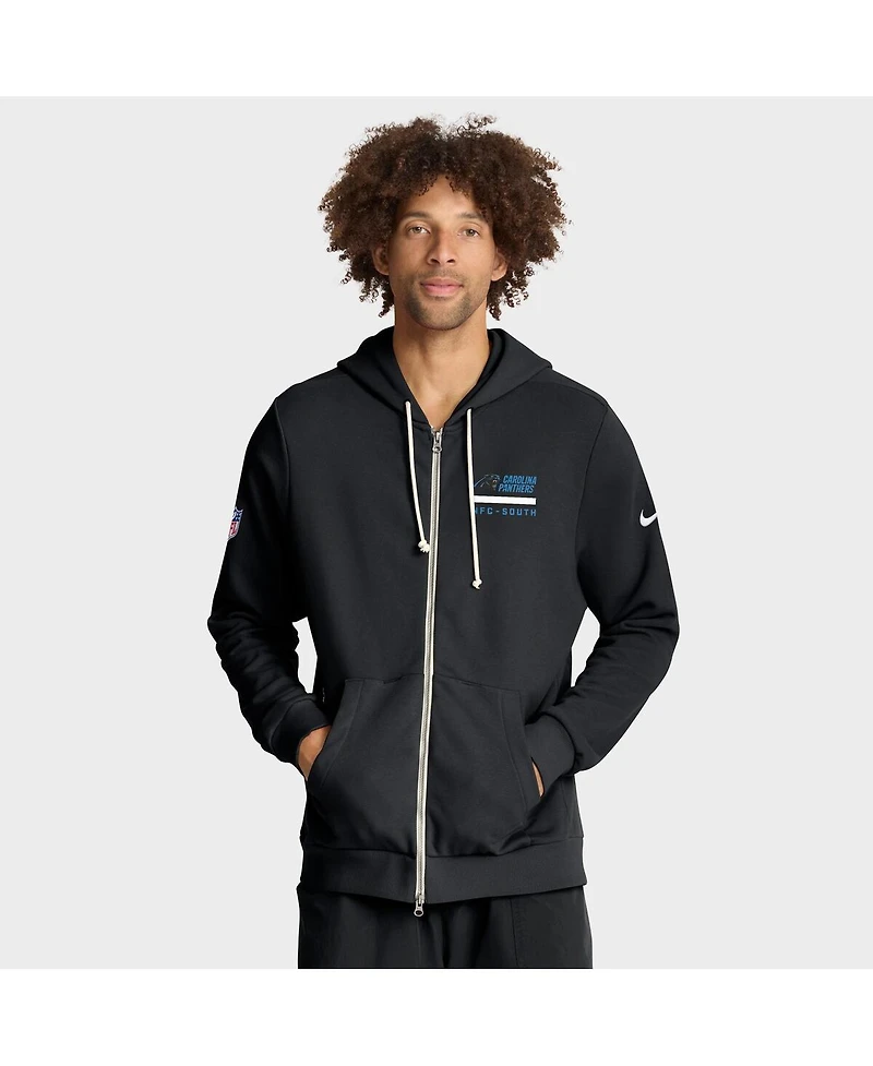 Nike Men's Black Carolina Panthers Sideline Standard Issue Utility Player Dri-fit Full-Zip Hoodie