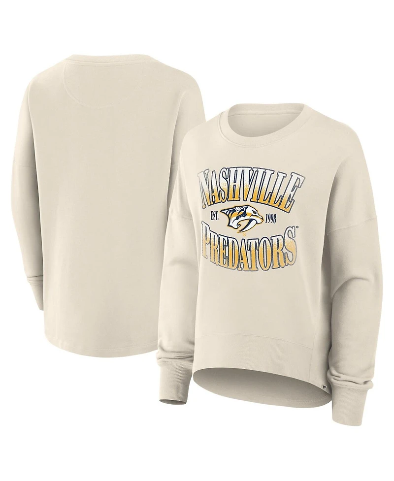 Fanatics Women's Cream Nashville Predators Oversized Slice Pullover Sweatshirt