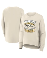 Fanatics Women's Cream Nashville Predators Oversized Slice Pullover Sweatshirt
