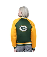 Starter Women's Green/Gold Green Bay Packers Satin Full-Snap Vintage Varsity Jacket