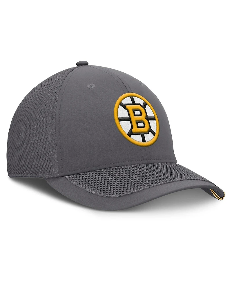 Fanatics Men's Gray Boston Bruins Clincher Team Stripes Flex Hat