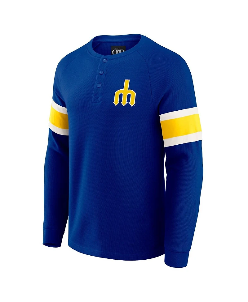 Darius Rucker Collection by Fanatics Men's Royal Seattle Mariners Waffle-Knit Raglan Long Sleeve Henley T-Shirt