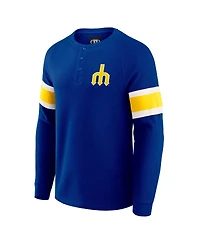Darius Rucker Collection by Fanatics Men's Royal Seattle Mariners Waffle-Knit Raglan Long Sleeve Henley T-Shirt