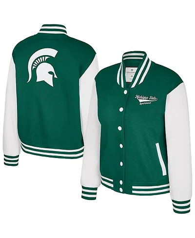 Colosseum Women's Green Michigan State Spartans French Baguette Full Snap Fleece Jacket