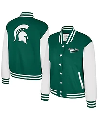 Colosseum Women's Green Michigan State Spartans French Baguette Full Snap Fleece Jacket
