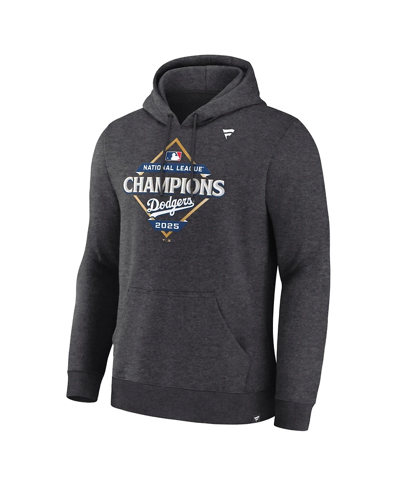 Fanatics Men's Heather Charcoal Los Angeles Dodgers 2025 National League Champions Locker Room Hoodie