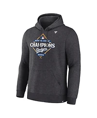 Fanatics Men's Heather Charcoal Los Angeles Dodgers 2025 National League Champions Locker Room Hoodie