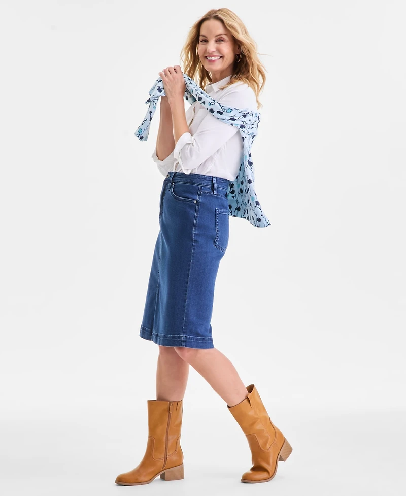 Style & Co Women's Denim Slit Midi Skirt, Macy's Exclusive