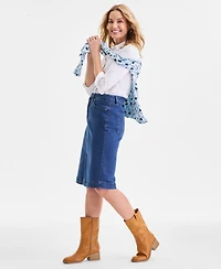Style & Co Women's Denim Slit Midi Skirt, Macy's Exclusive