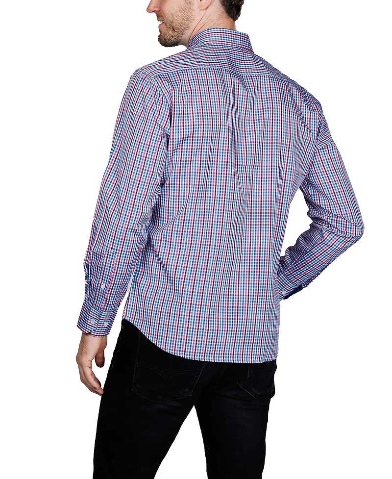 Tailorbyrd Men's Multi Check Printed Performance Long Sleeve Shirt