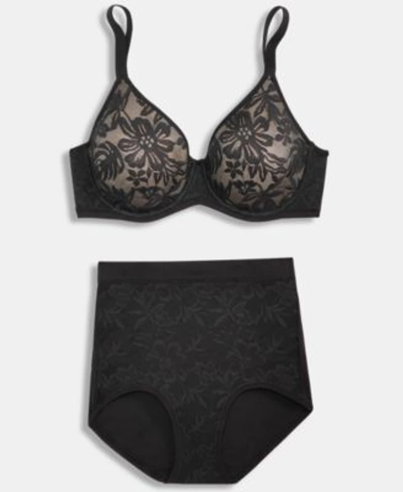 Bali Womens Breathe Lace Underwire Bra Breathe Lace High Rise Brief Underwear