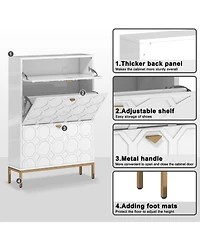 Clihome Shoe Storage Cabinet,Modern Cabinet with 3 Flip Drawers,Freestanding Hidden Slim Narrow Rack for Entryway,Hallway,Bl