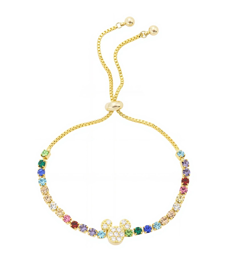 Disney Multi Color Crystal Mickey Mouse Bolo Bracelet