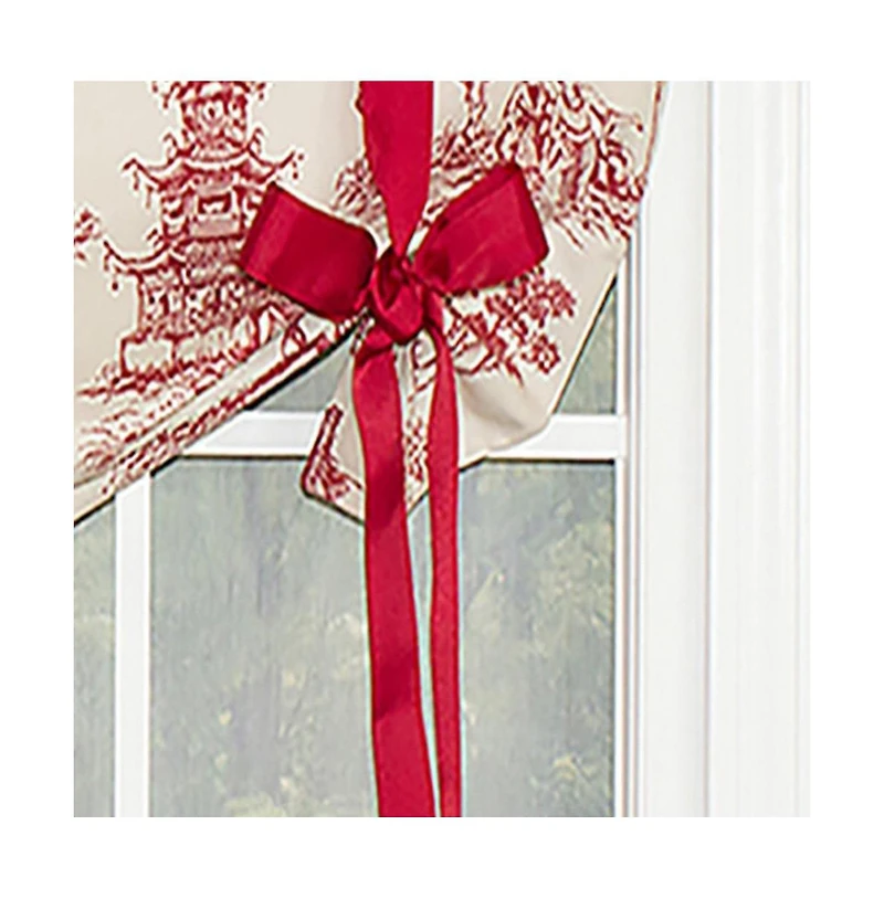 Naomi Tie-Up Ribbon Tie 3" Rod Pocket Valance 50" x 21" Red by Rlf Home