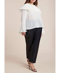 Eloquii Women's Ruffle Collar Top