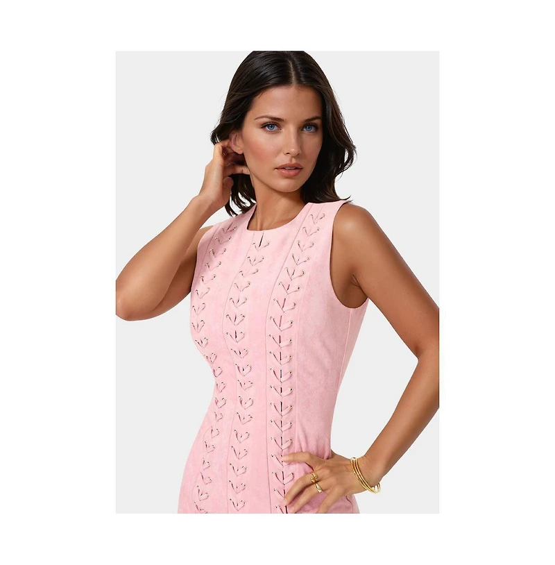 Bebe Women's Faux Suede Lace Up Mini Dress