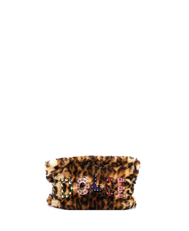 Pre-Owned Dolce & Gabbana Cleo Crossbody Bag Embellished Faux Fur
