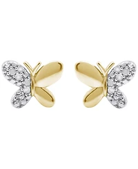 Macy's Diamond Butterfly Earrings (1/10 ct. t.w.) Sterling Silver (also 14K Gold-Plated Silver)