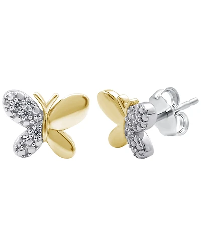 Macy's Diamond Butterfly Earrings (1/10 ct. t.w.) Sterling Silver (also 14K Gold-Plated Silver)