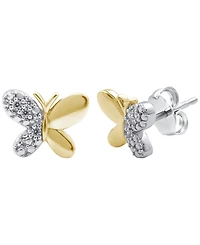 Macy's Diamond Butterfly Earrings (1/10 ct. t.w.) Sterling Silver (also 14K Gold-Plated Silver)
