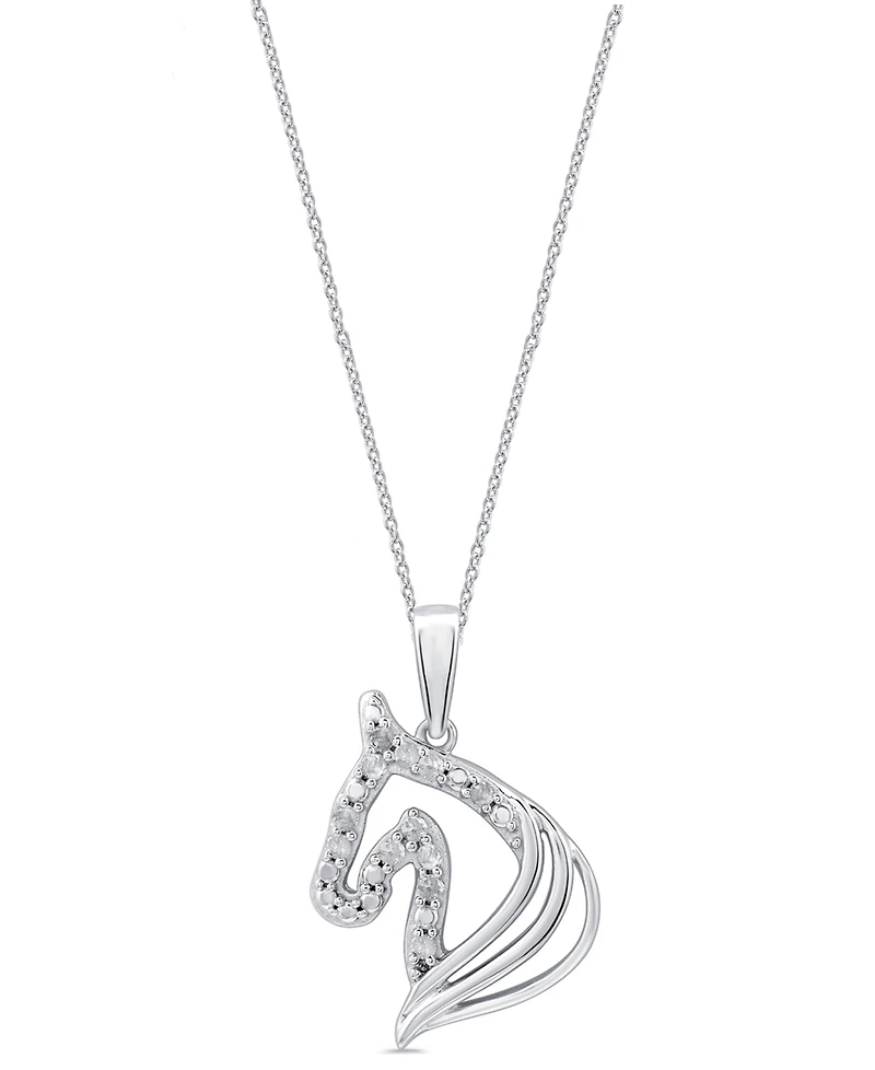 Macy's Diamond Horse Pendant Necklace (1/10 ct. t.w.) in Sterling Silver