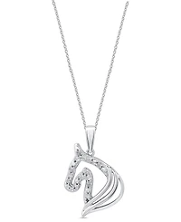 Macy's Diamond Horse Pendant Necklace (1/10 ct. t.w.) in Sterling Silver
