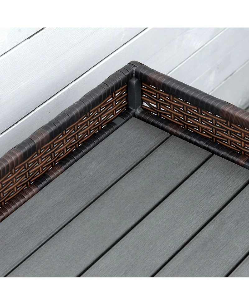 Outsunny Pe Rat Patio Storage Bench w/ Interior Waterproof Cloth Bag