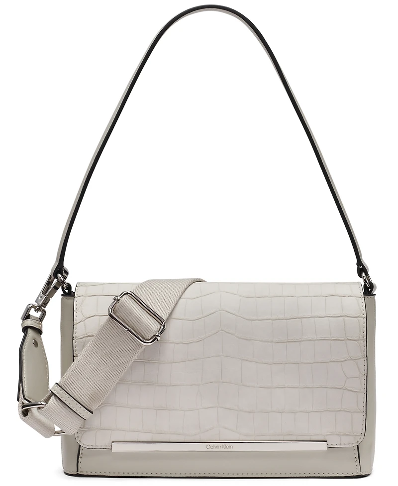 Macy's Alia Croc Magnetic Snap Shoulder Bag