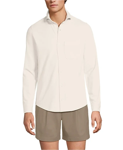 Lands' End Men's Long Sleeve Knit Travel Kit Oxford Shirt