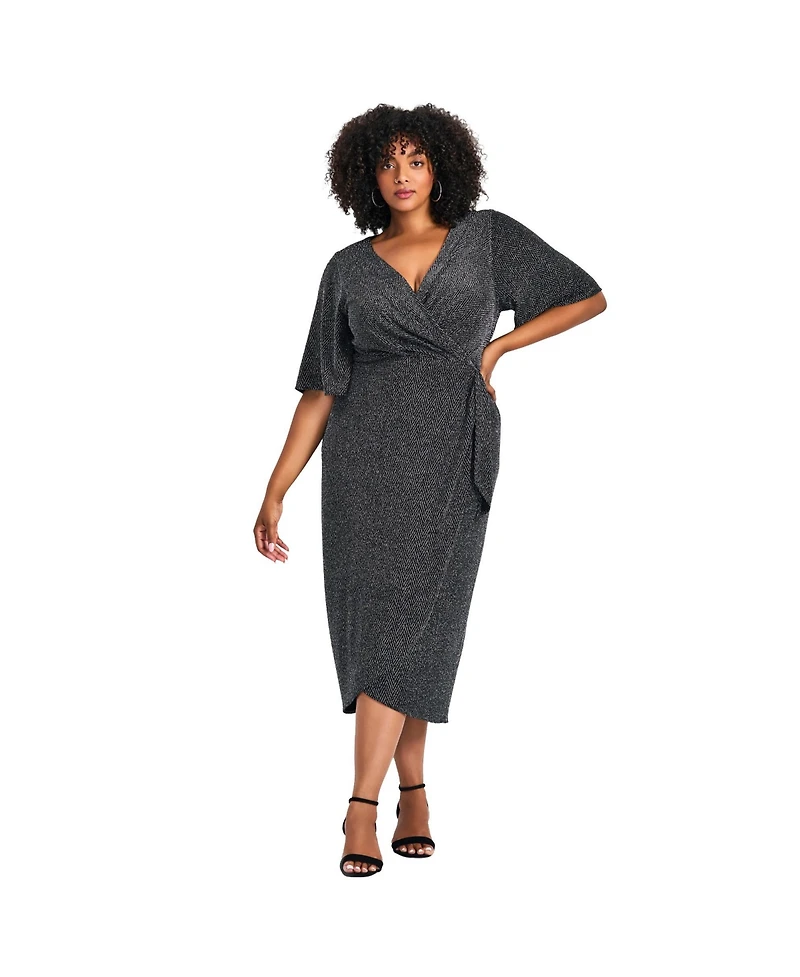 Avenue Women's Nala Metallic Mock Wrap Dress