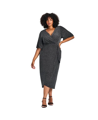 Avenue Women's Nala Metallic Mock Wrap Dress