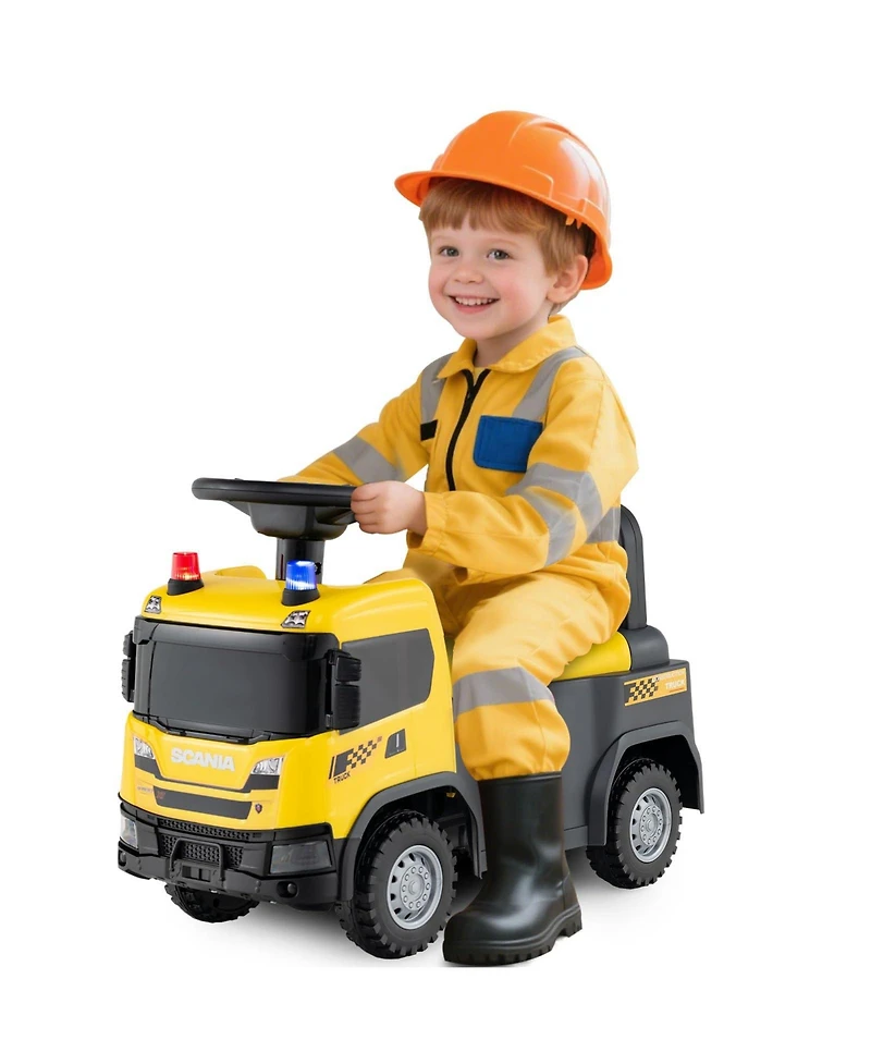 Kids Ride On Push Car Licensed Scania Truck Toy with Steering Wheel and Music