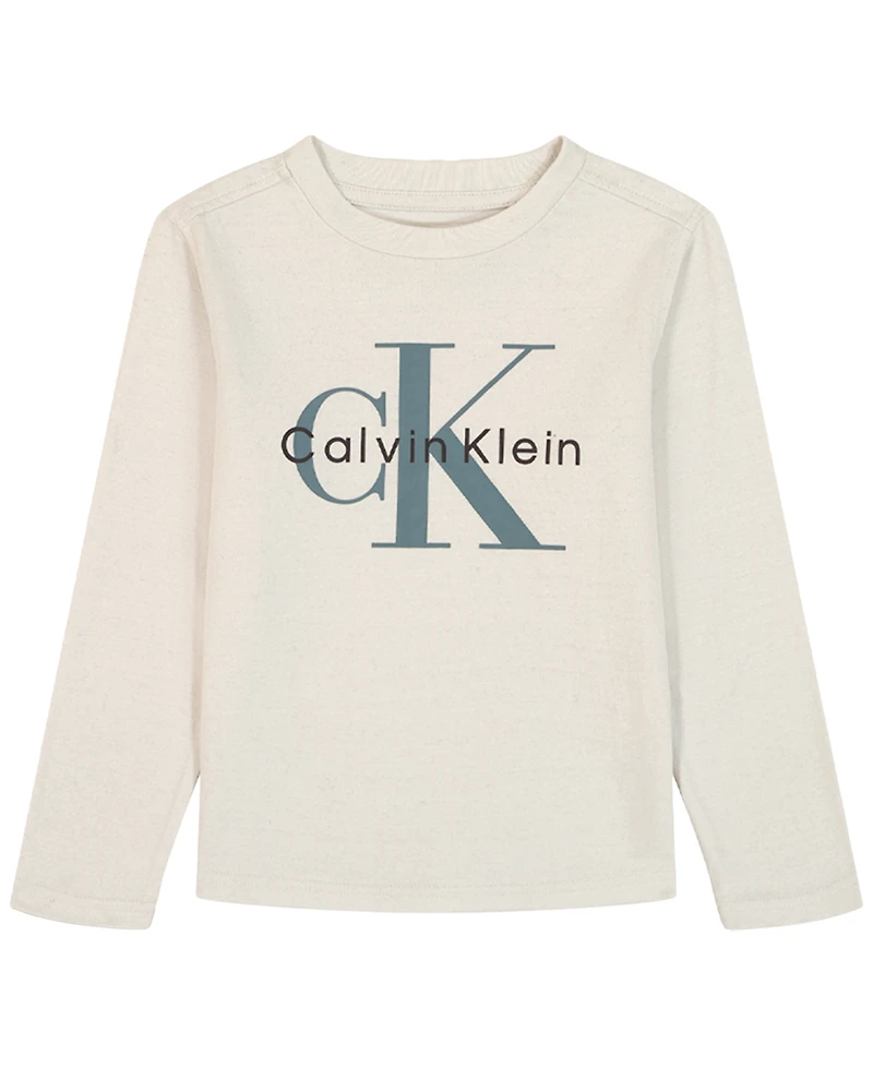 Calvin Klein Boys 2T-7 3-Piece Berber Shirt Jacket, Long-Sleeve T-Shirt and Joggers Set