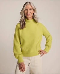 Lands' End Women's Fuzzy Turtleneck Lantern Sleeve Sweater