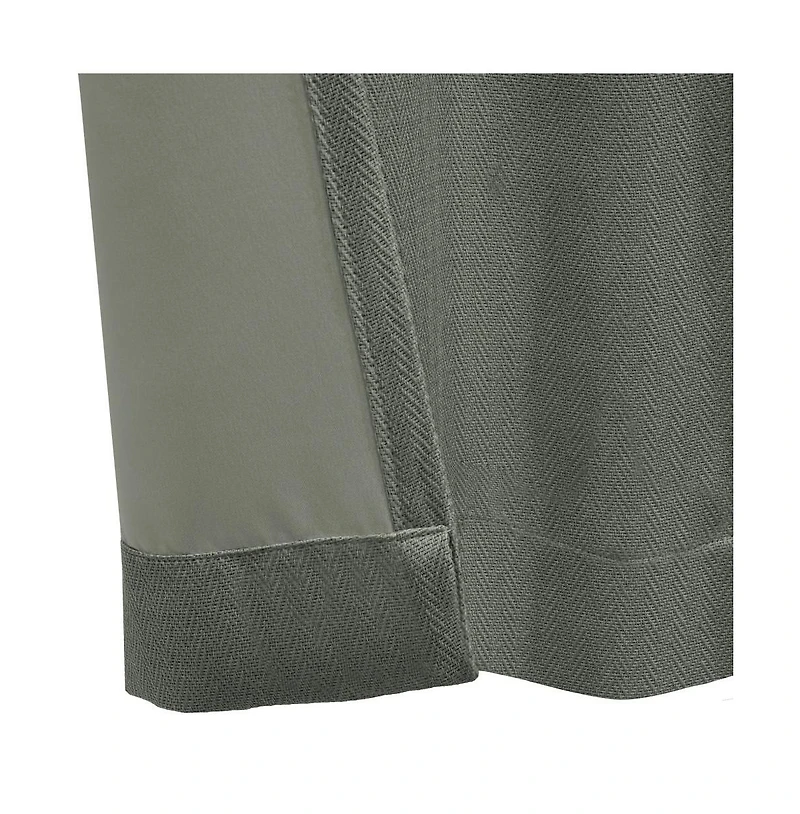 Thermalogic Galati Room Darkening Trendy Textured Herringbone Motif Dual Header Curtain Panel 52" x 108" Charcoal