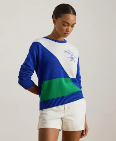 Lauren Ralph Lauren Womens Color Blocked Crewneck Sweater