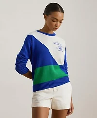 Lauren Ralph Lauren Womens Color Blocked Crewneck Sweater