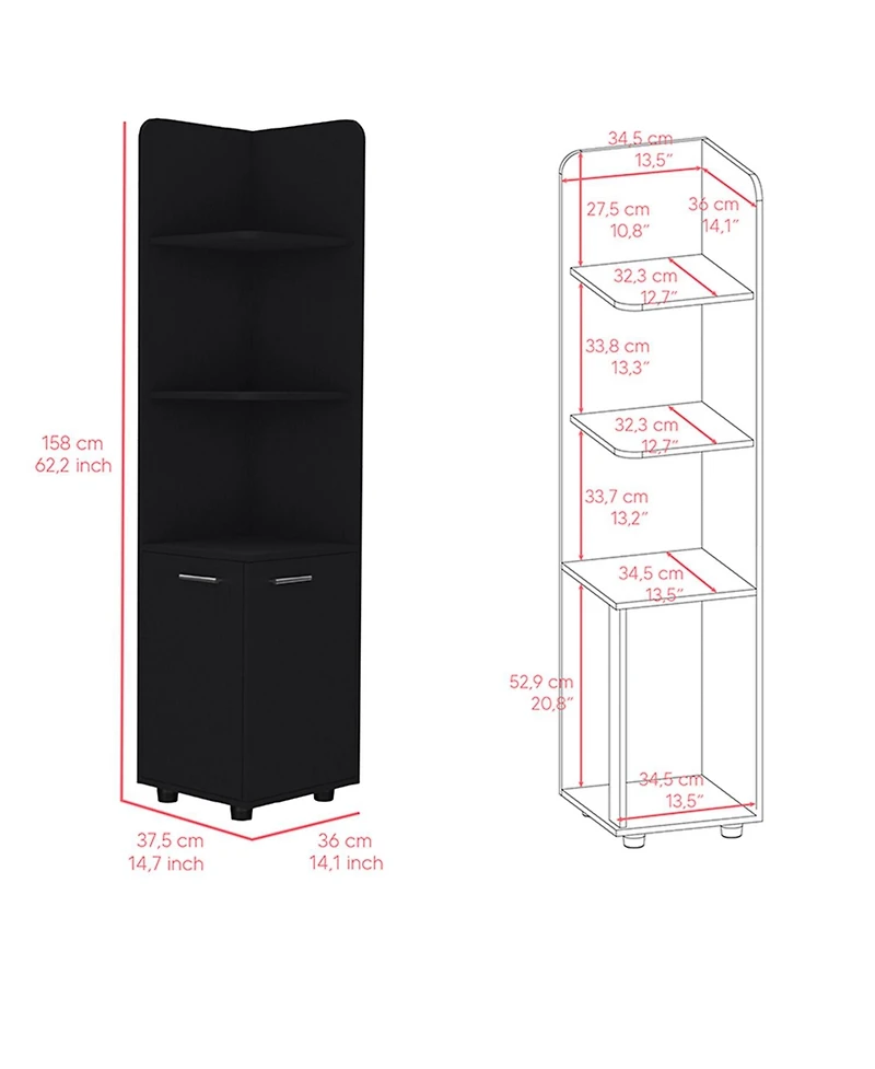 Airsurfer Freestanding Bathroom Cabinet Black Modern Storage Organizer for Bathroom Living Room or Laundry Room