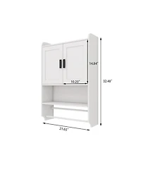Airsurfer Bathroom Wall Cabinet with Doors Adjustable Shelf Towel Bar and Paper Holder Medicine Cabinet for Bathroom