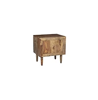Porter Designs Waves Solid Sheesham Wood Nightstand, Brown
