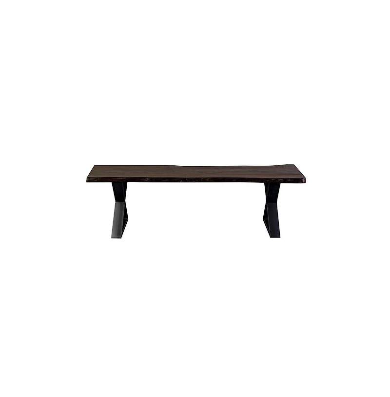 Porter Designs Manzanita Live Edge Solid Sheesham Wood Dining Bench, Gray