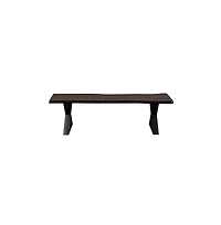 Porter Designs Manzanita Live Edge Solid Sheesham Wood Dining Bench, Gray