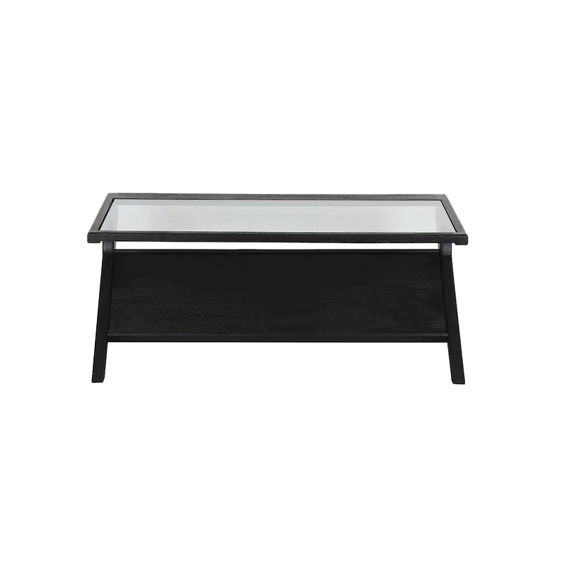 Canberra Solid Mango Wood Coffee Table, Black