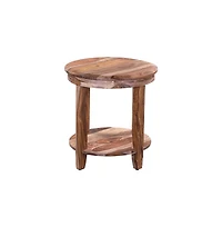 Sonora Solid Sheesham Wood Round End Table, Brown