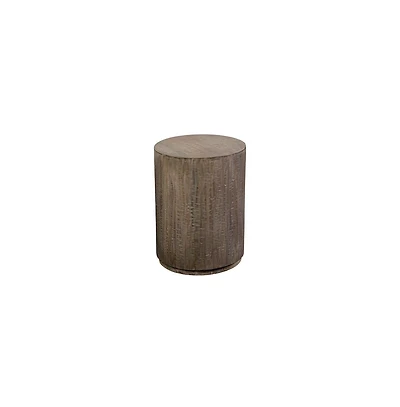 Porter Designs Drum Gray Wash Mango Wood End Table, Gray