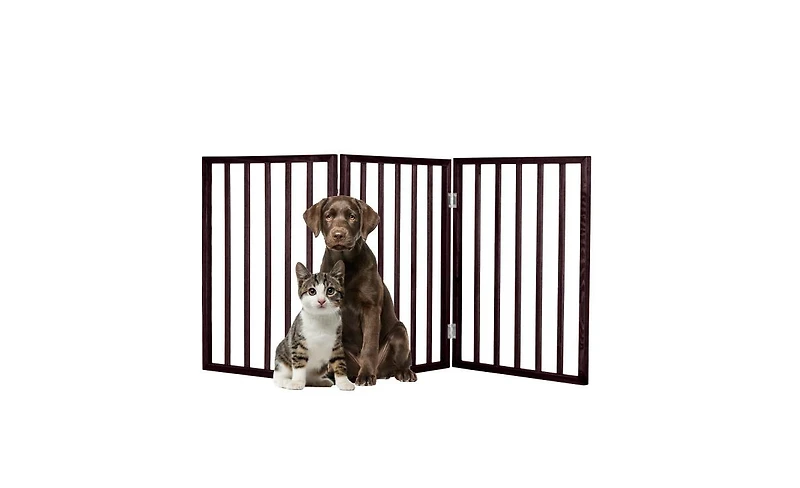 Petmaker 3-Panel Foldable Pet Gate, Brown
